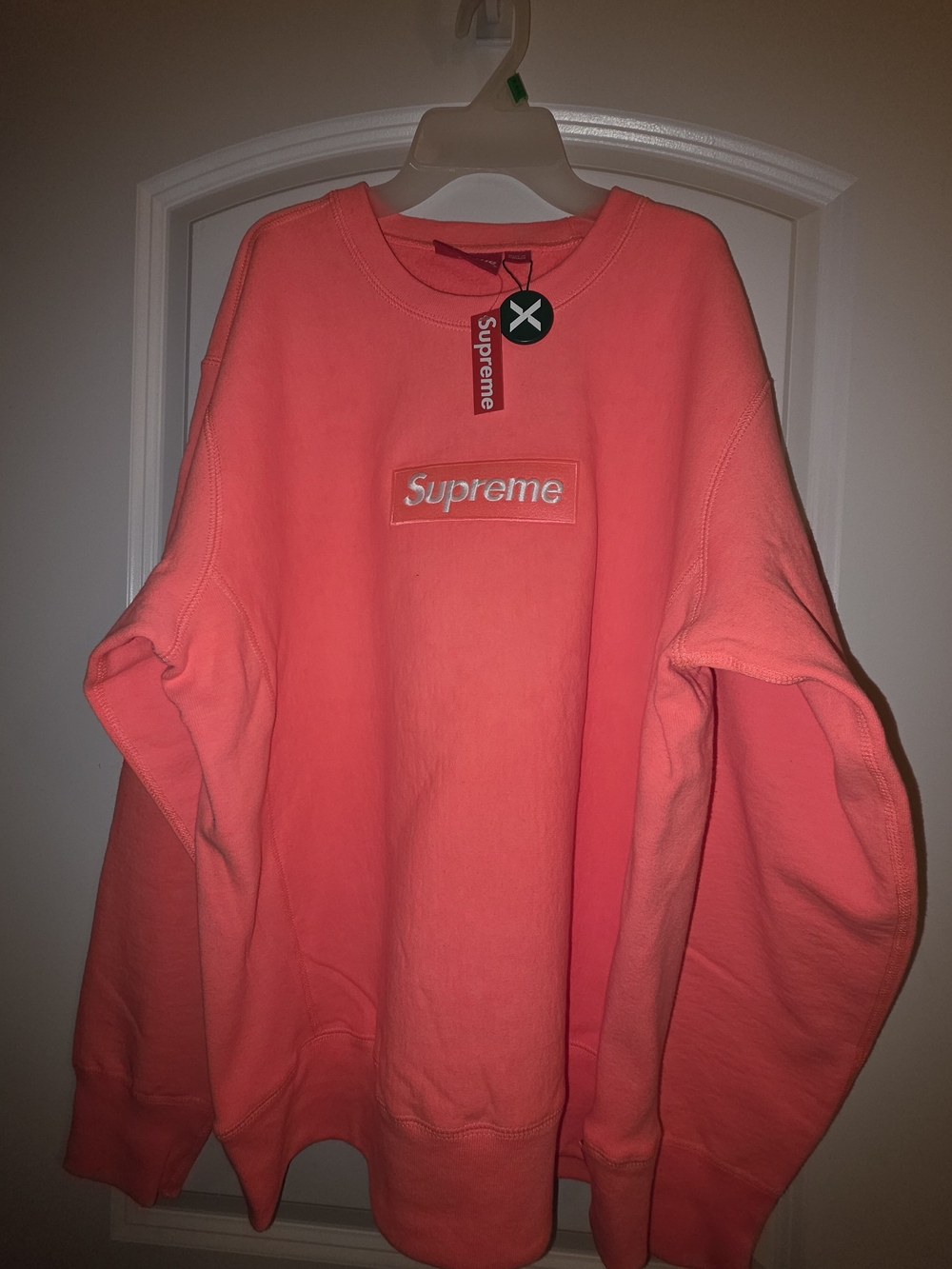 Supreme Coral Pink Box Logo Crewneck Sweatshirt